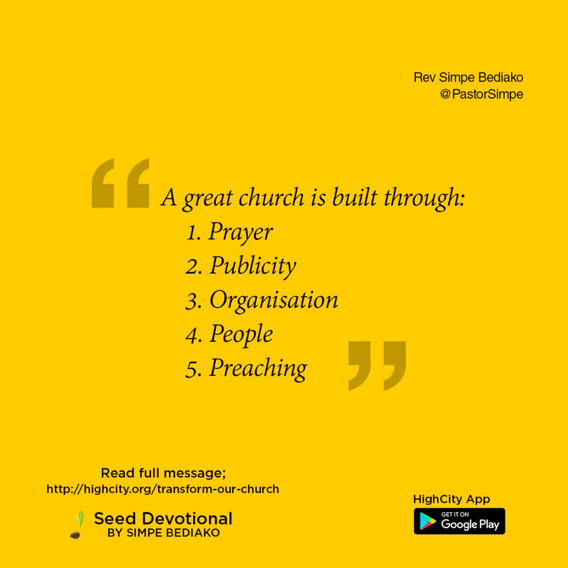 5 Things that can Transform our Church in 12 Months – Seed for Today 5 Things that can Transform our Church in 12 Months
