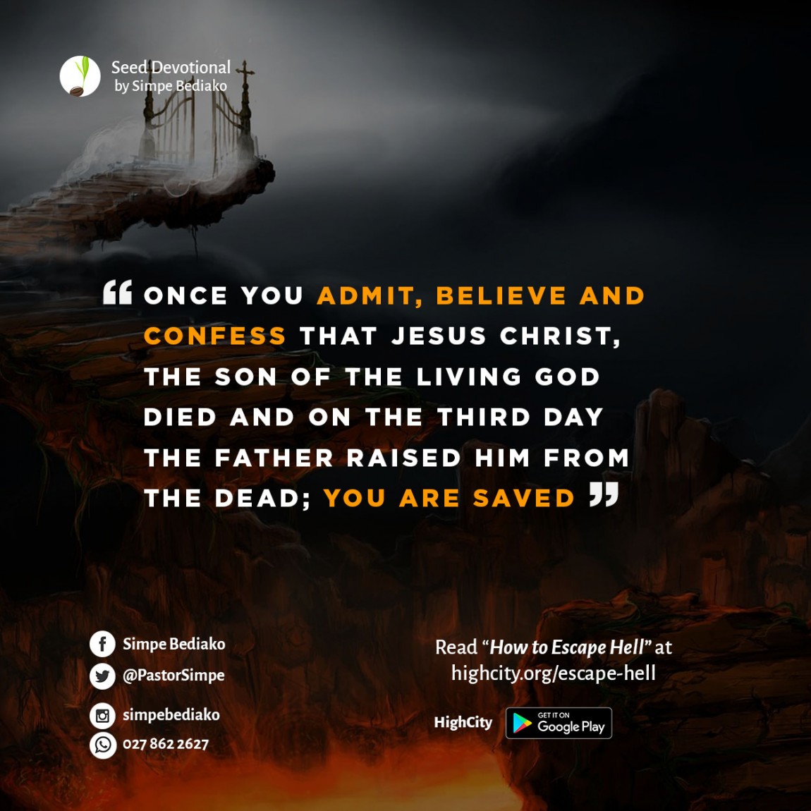 How to Escape Hell – Seed for Today "The anointing is the solution to man’s problems". Preached on Thursday Evening, 29th March, 2018 in Easter Campmeeting 2018 in Accra, Ghana