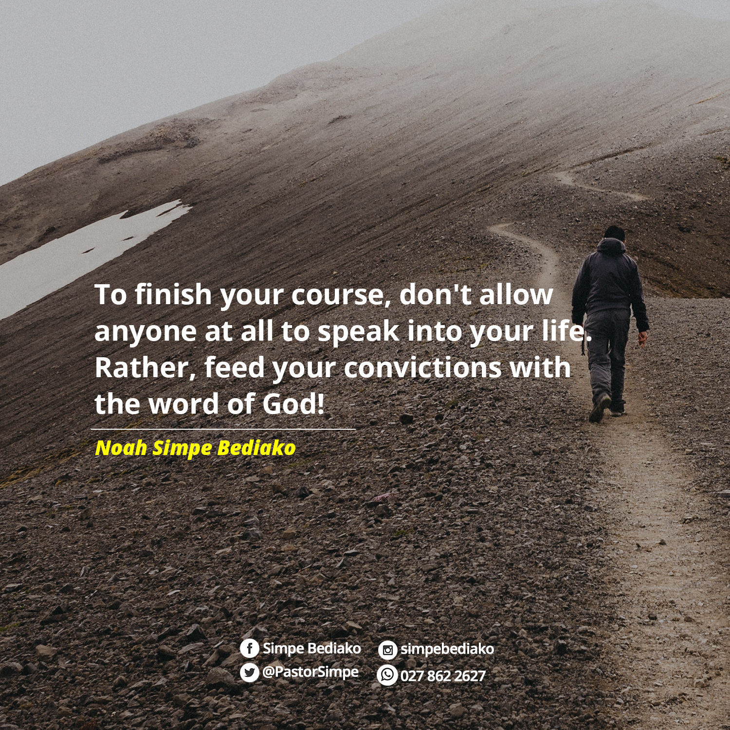 I am Bought to Finish My Course – Seed for Today To finish your course, don't allow anyone at all to speak into your life. Rather, feed your convictions with the word of God!