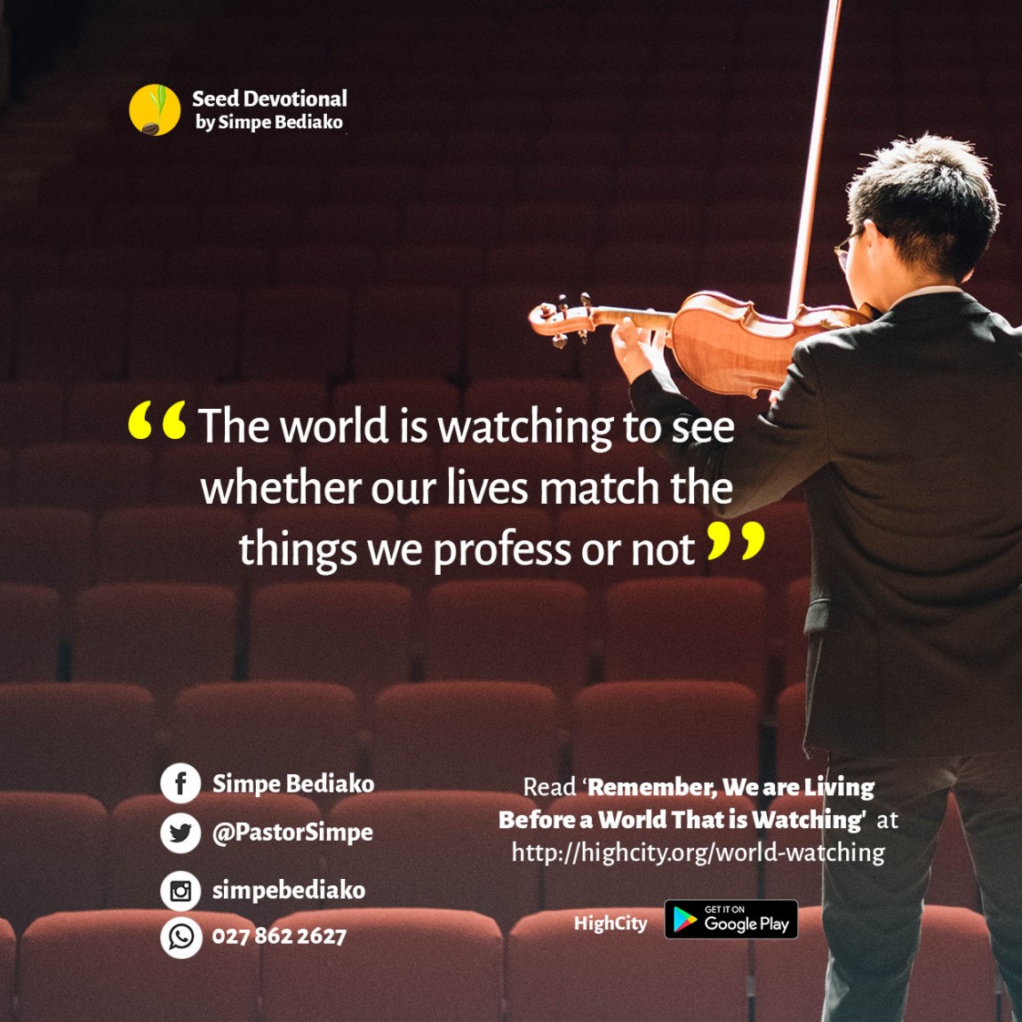 Remember, We are Living Before a World That is Watching – Seed for Today Remember, We are Living Before a World That is Watching